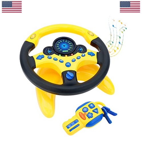 Kids steering wheel toy - wheel, yellow