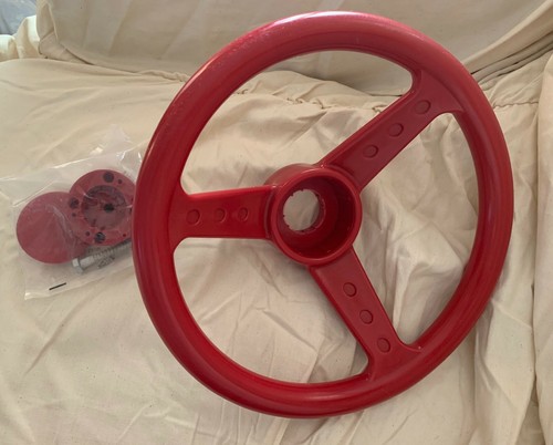 Red toy steering wheel - red,