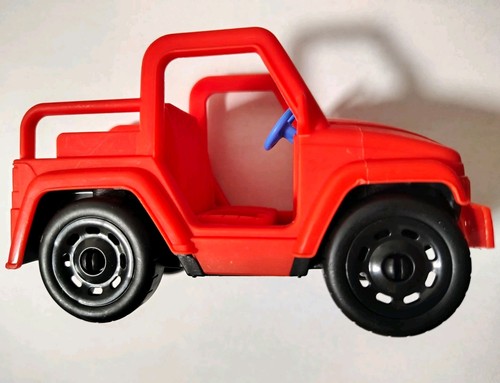 Red plastic toy car - red, jeep